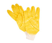 Перчатки из х/б 100% с част. покрытием 3/4, из желтого нитрила, трикотажная манжета