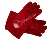 Перчатки спилковые КРАСНЫЕ на подкладке, длина: 35 см. размер 14