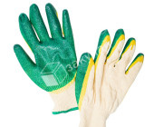 Перчатки х/б с двойным латексным обливом 13 кл зеленые. Страна ввоза: РФ