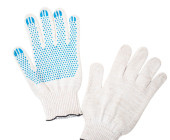 Перчатки рабочие х/б 6-нитка 7,5 класс с ПВХ белые Люкс
