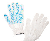 Перчатки х/б с ПВХ 6-нитка белые, уп/300пар. Страна ввоза РФ